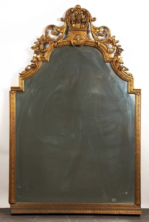 FRENCH ANTIQUE GESSO AND GILT ORNATE MIRROR (1 of 5)
