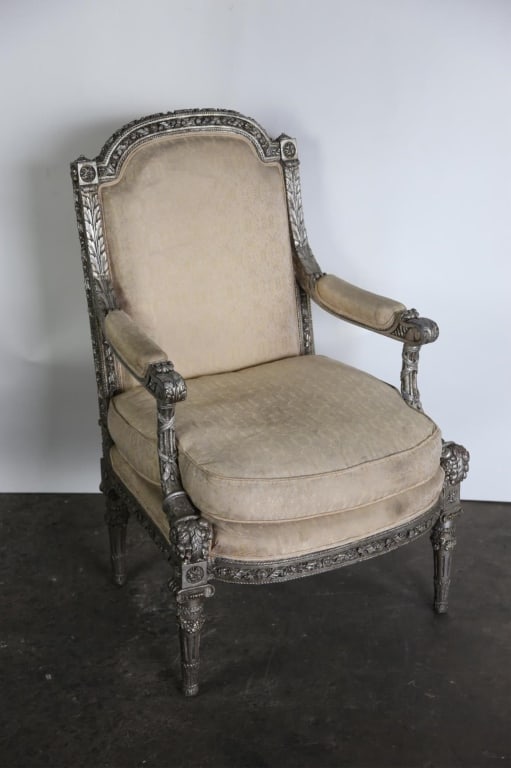 FRENCH SILVER LEAF BERGERE ARMCHAIR (1 of 5)