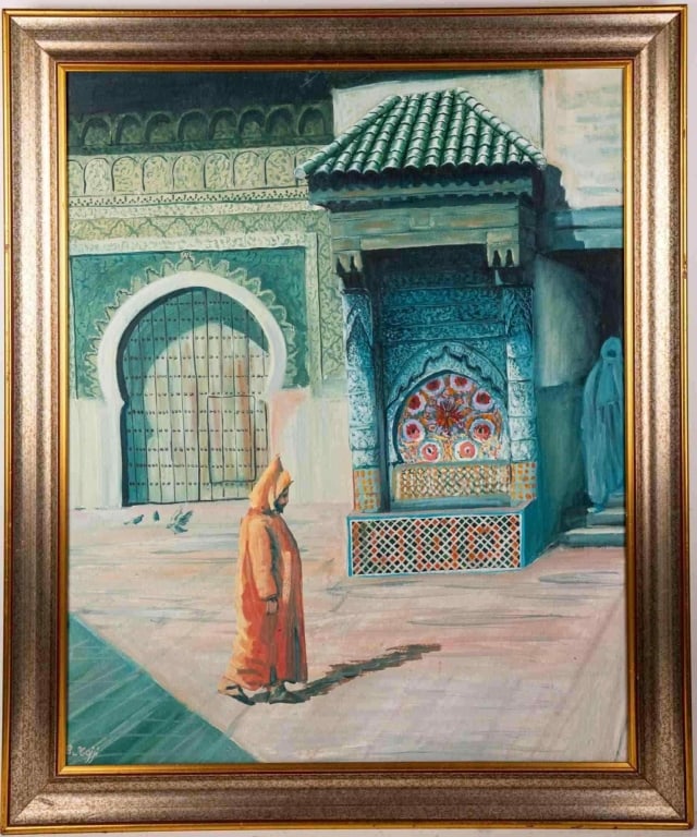 ORIENTALIST PAINTING, OIL ON CANVAS, SIGNED: Oil on canvas. Signed to ll. Framed. Note: Each lot in this auction was stored in an active industrial warehouse. Accordingly, lots may exhibit dust and/or surface residue and may benefit from cleanin