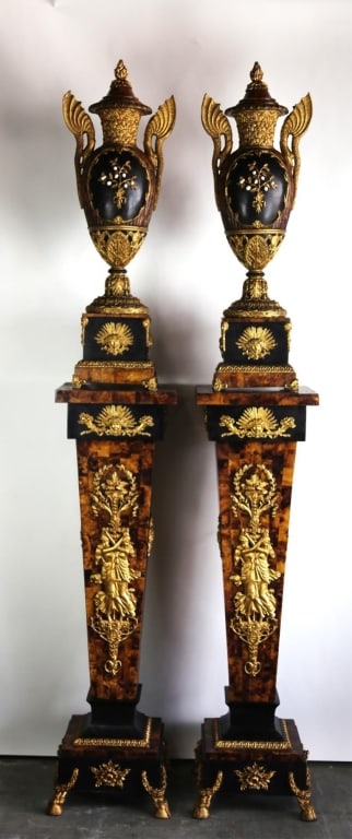 ITALIAN PAIR OF PALATIAL URNS WITH PEDESTALS (1 of 8)