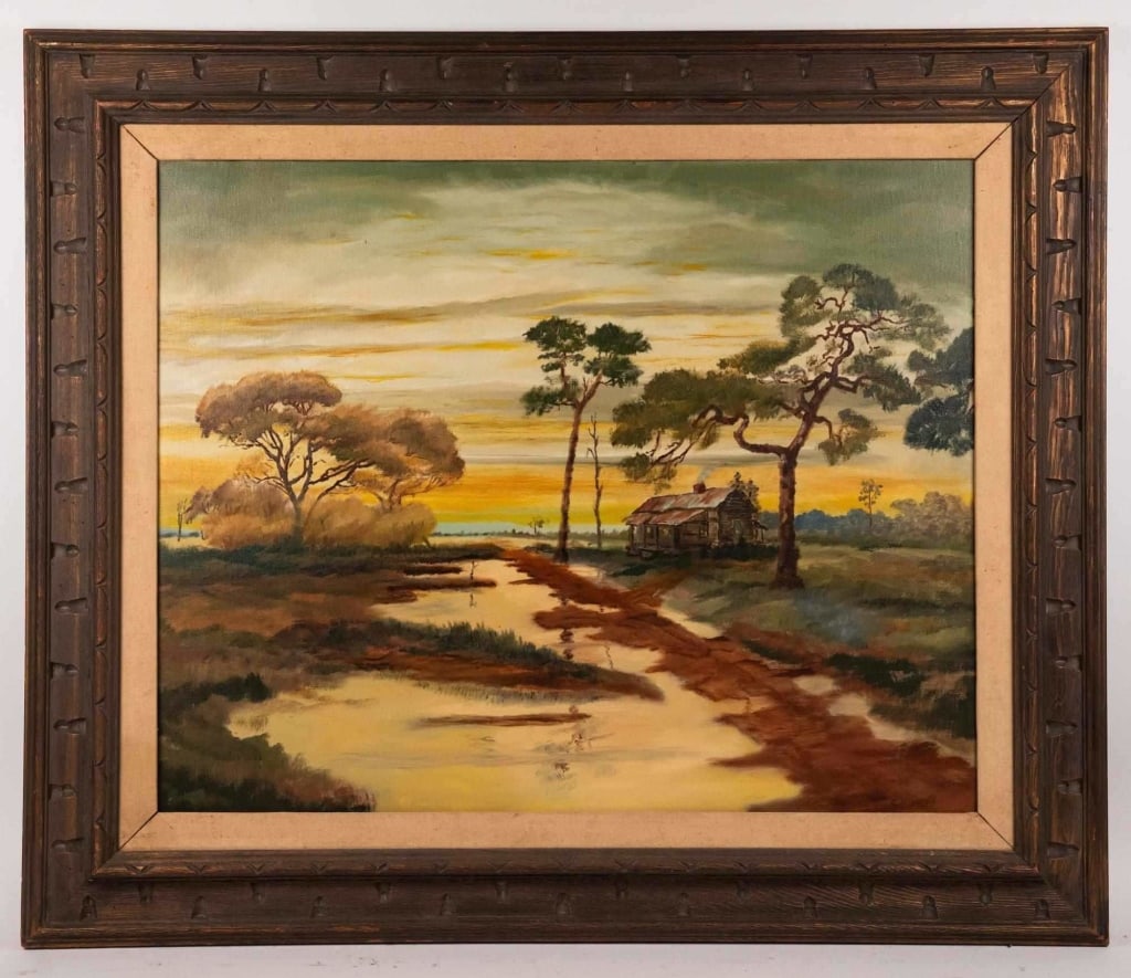 C. TROUTT, LANDSCAPE, OIL ON CANVAS: Oil on canvas. Signed to lr. Framed. Note: Each lot in this auction was stored in an active industrial warehouse. Accordingly, lots may exhibit dust and/or surface residue and may benefit from cleanin