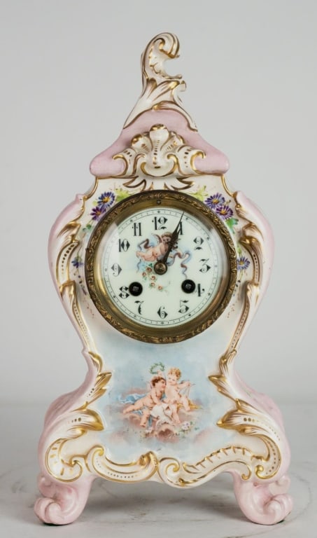 FRENCH ANTIQUE PORCELAIN TABLE CLOCK (1 of 7)
