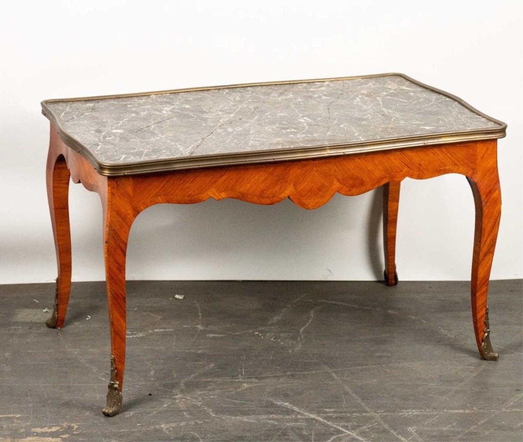 FRENCH STYLE MARBLE TOP COCKTAIL TABLE (1 of 5)