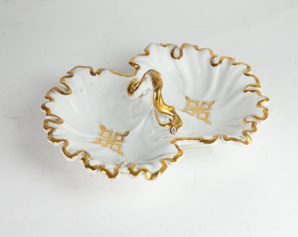 KPM PORCELAIN TWO COMPARTMENT SERVING DISH (1 of 6)