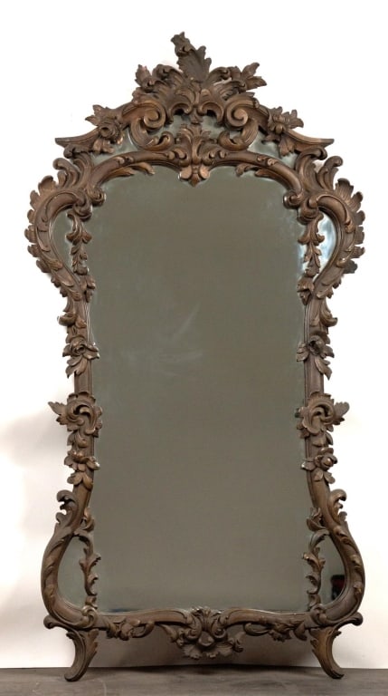 VINTAGE CARVED WOOD LONG MIRROR (1 of 5)