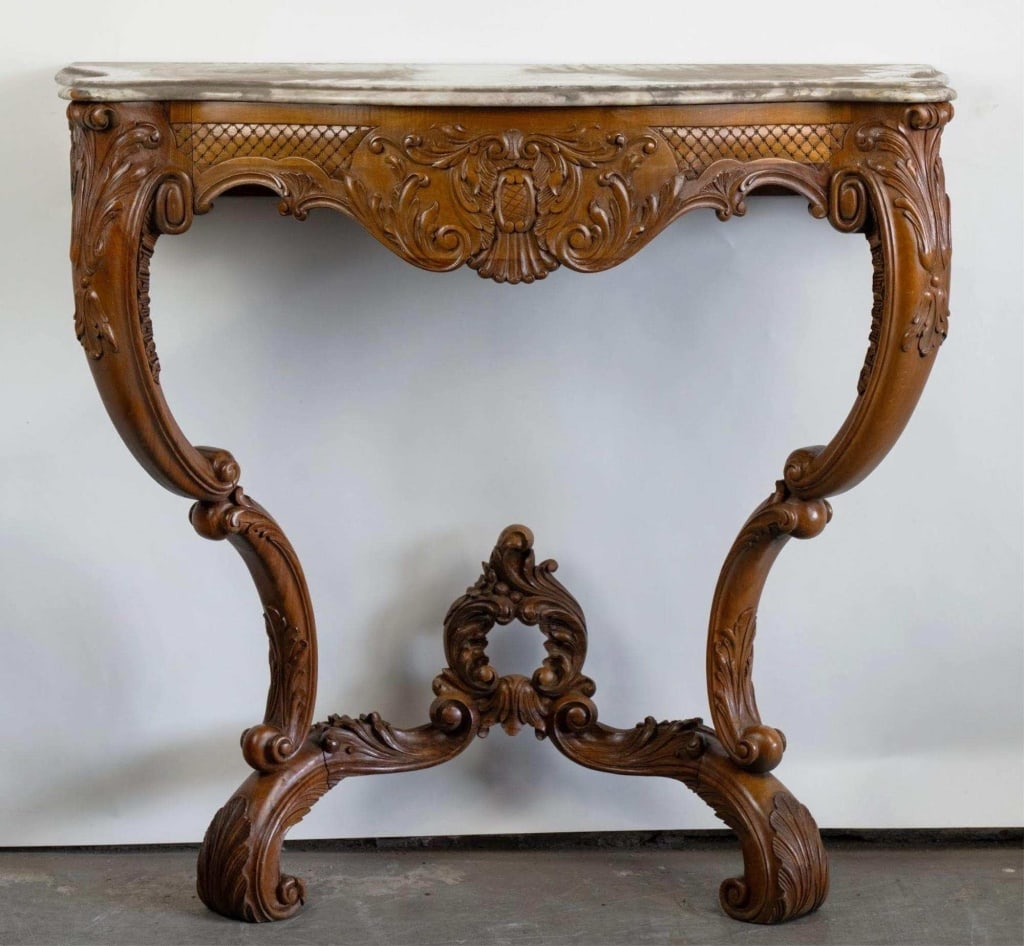 ITALIAN WALNUT MARBLE TOP WALL BRACKET (1 of 5)