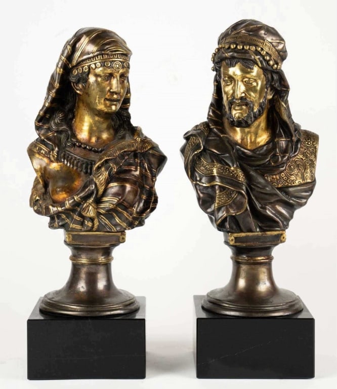 MIDDLE EASTERN BRONZE MOORISH BUSTS ON PLINTH (1 of 5)