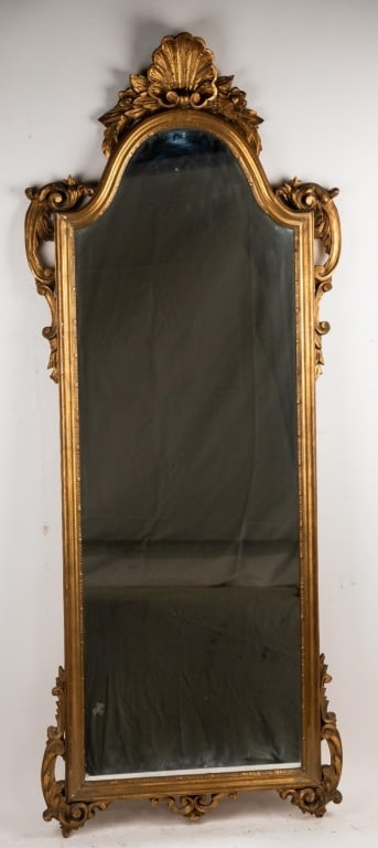ITALIAN ORNATELY CARVED GILT WOOD WALL MIRROR (1 of 4)