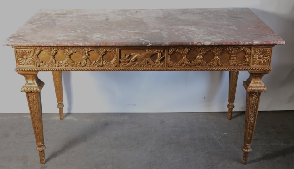 FRENCH GILT AND MARBLE TOP SLAB TABLE (1 of 7)