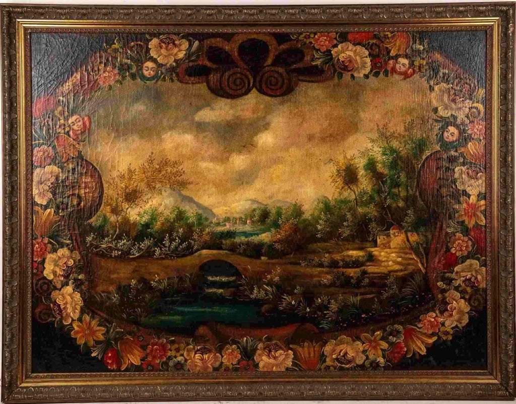 MAVIQUE, LANDSCAPE, OIL ON CANVAS: Oil on canvas. Signed to lr by South American artist. Unframed. Note: Each lot in this auction was stored in an active industrial warehouse. Accordingly, lots may exhibit dust and/or surface residue a
