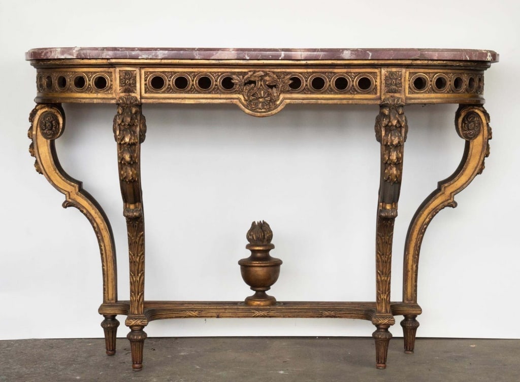 FRENCH GILT MARBLE TOP WALL CONSOLE (1 of 5)