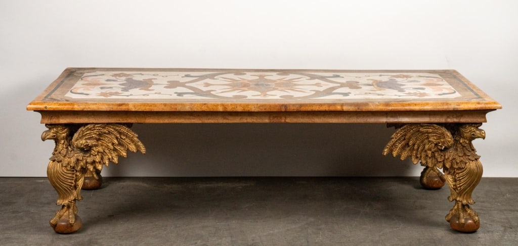 PIETRA DURA STYLE PARCEL-GILT MARBLE COFFEE TABLE (1 of 3)