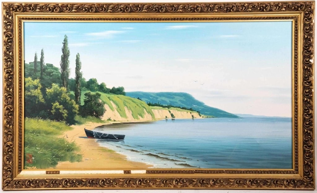 SEASCAPE, OIL ON CANVAS: Oil on canvas. Signed to ll. Framed. Note: Each lot in this auction was stored in an active industrial warehouse. Accordingly, lots may exhibit dust and/or surface residue and may benefit from cleanin