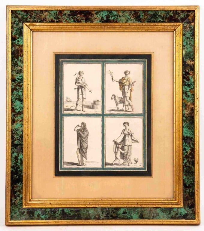 THE VIRTUES ORIGINAL OLD ENGRAVING BY HAMILTON: The Virtues original old engraving by Hamilton. Framed. Note: Each lot in this auction was stored in an active industrial warehouse. Accordingly, lots may exhibit dust and/or surface residue and may b