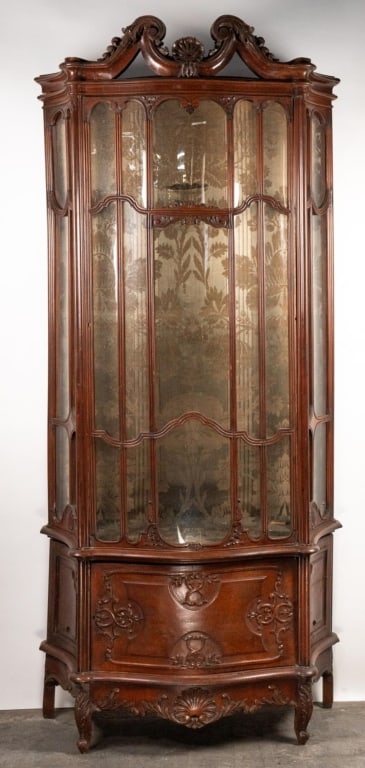 ANTIQUE FRENCH CARVED CURIO CABINET (1 of 6)