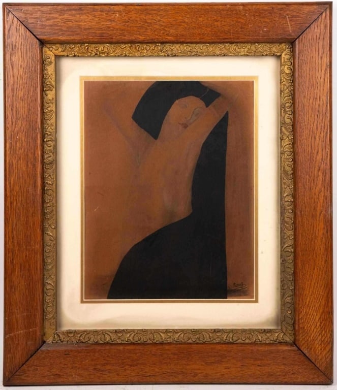 S.L. PAMOH, PORTRAIT OF A LADY: Pencil on paper. Signed to lr. Framed. Damage to paper. Note: Each lot in this auction was stored in an active industrial warehouse. Accordingly, lots may exhibit dust and/or surface residue and may b