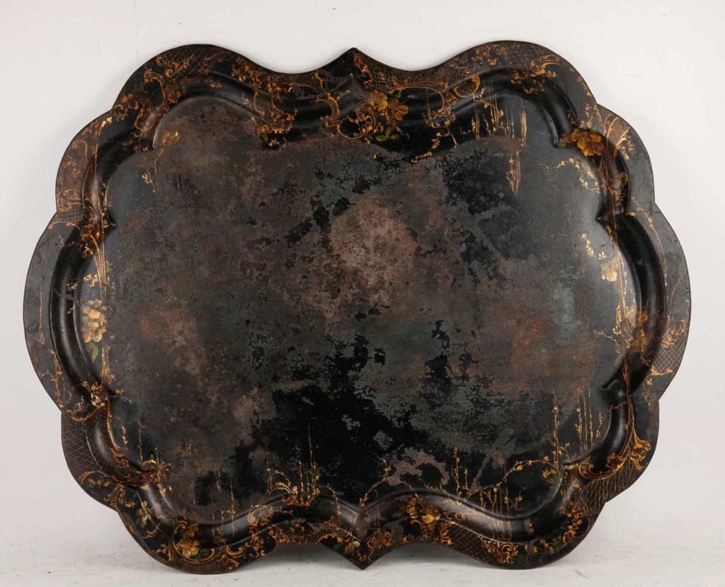 CHINOISERIE ANTIQUE TOLE PAINTED TRAY (1 of 5)