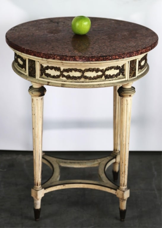 FRENCH MARBLE TOP SIDE TABLE (1 of 4)