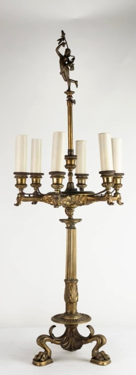 REGENCY STYLE 6 LIGHT CLAW FOOT CANDELABRA LAMP (1 of 6)