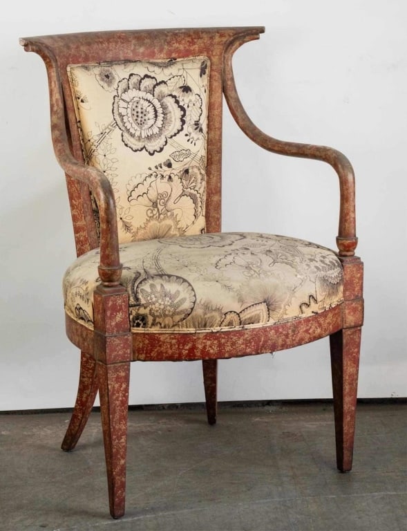 ITALIAN FAUX PAINT DECORATED ARMCHAIR (1 of 6)