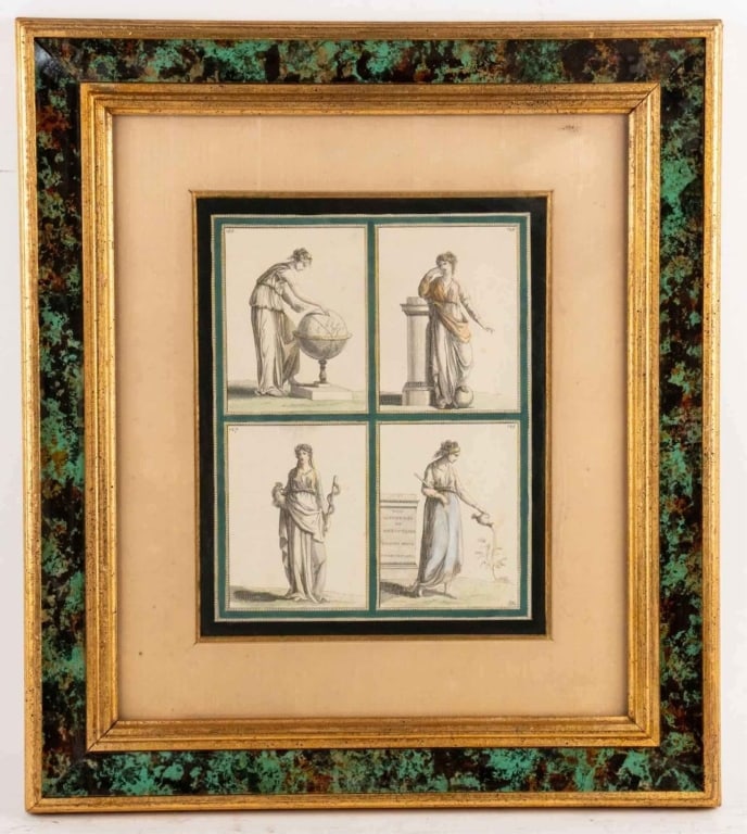 THE VIRTUES ORIGINAL OLD ENGRAVING BY HAMILTON: The Virtues original old engraving by Hamilton. Framed. Note: Each lot in this auction was stored in an active industrial warehouse. Accordingly, lots may exhibit dust and/or surface residue and may b