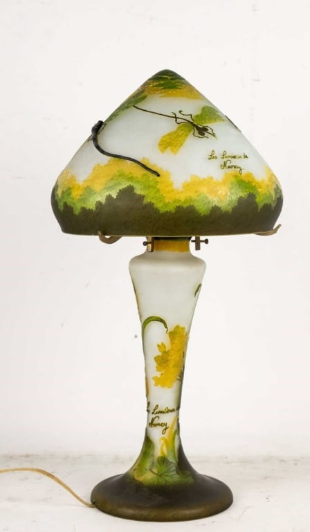 GALLE STYLE PAINTED GLASS TABLE LAMP (1 of 6)