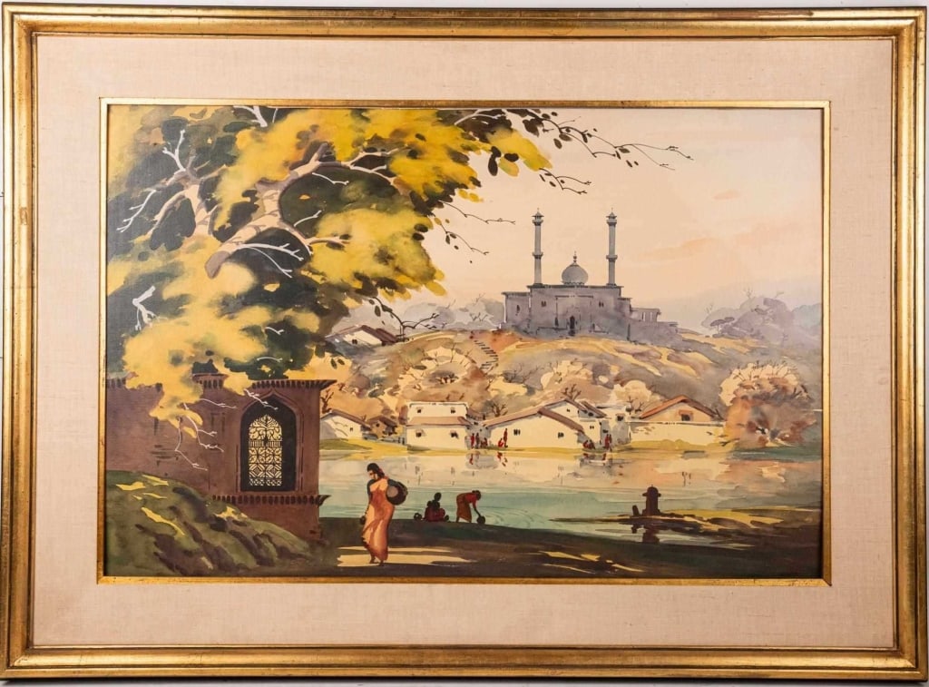 ORIENTALIST CITYSCAPE, WORK ON BOARD: Work on board. Signed to lr. Framed. Note: Each lot in this auction was stored in an active industrial warehouse. Accordingly, lots may exhibit dust and/or surface residue and may benefit from cleanin