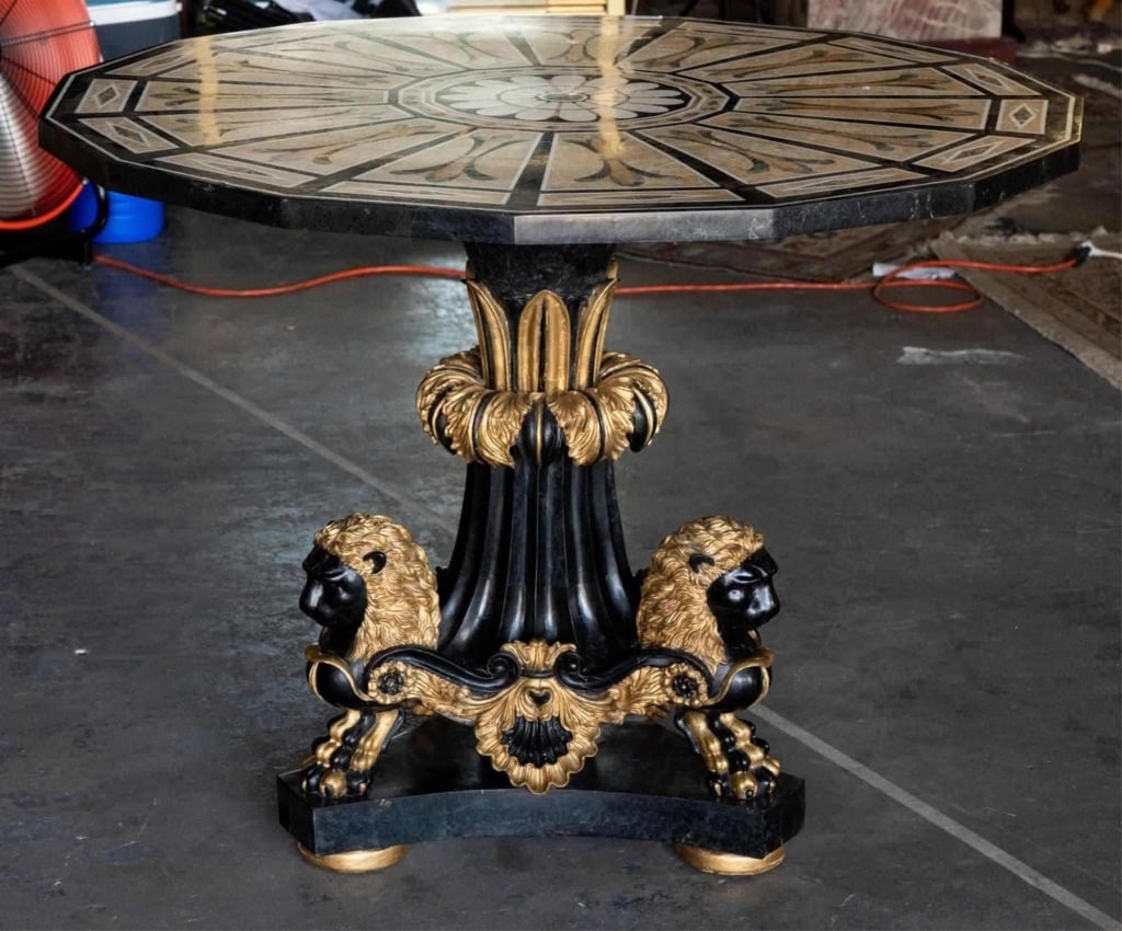 ITALIAN PIETRA DURA PARCEL-GILT LION CENTER TABLE (1 of 4)