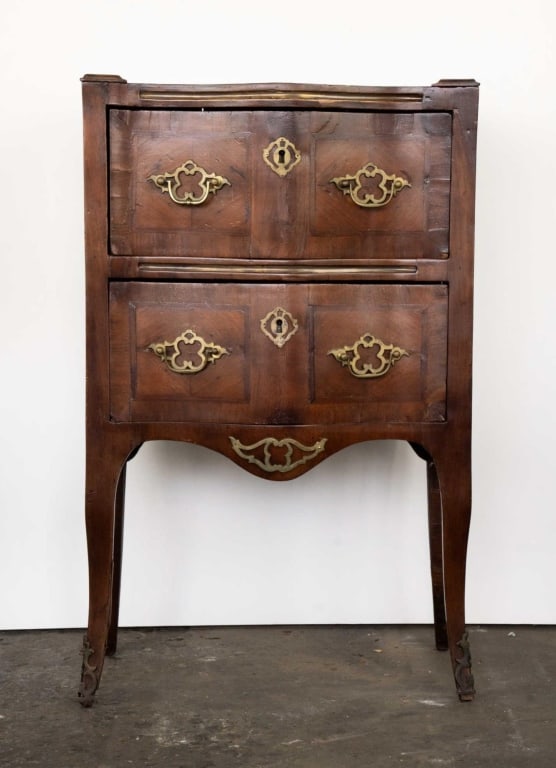 ITALIAN 19TH CENT. COMMODE WITH TWO DRAWERS: Italian 19th cent. Commode with two drawers. Note: Each lot in this auction was stored in an active industrial warehouse. Accordingly, lots may exhibit dust and/or surface residue and may benefit from