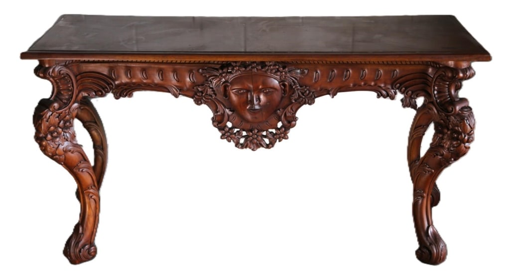 ITALIAN MODERN MAHOGANY CARVED CONSOLE TABLE (1 of 7)