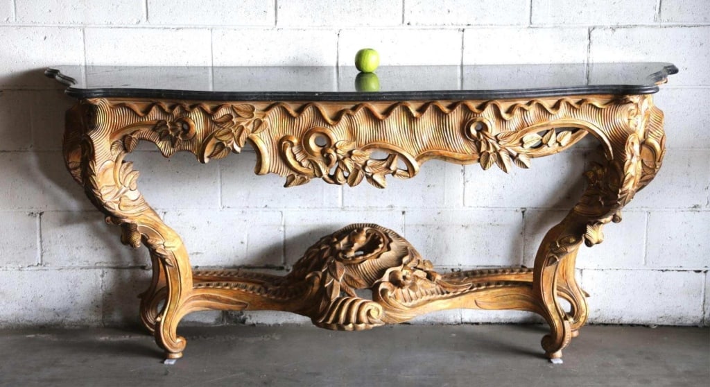 ITALIAN MONUMENTAL GILT MARBLE TOP CONSOLE (1 of 8)