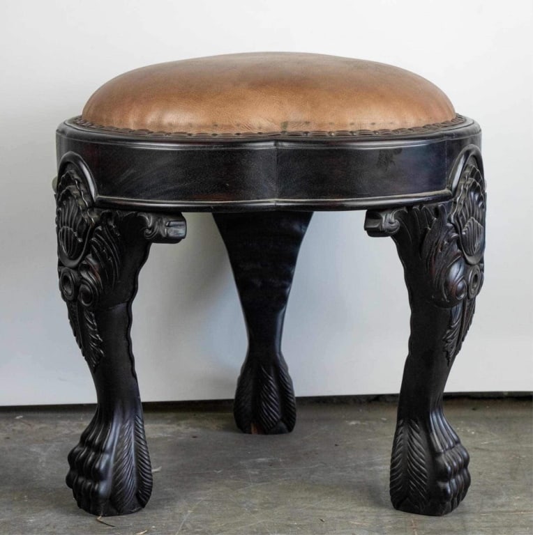 ITALIAN TRIPOD MAHOGANY FOOTSTOOL (1 of 4)