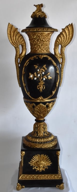 ITALIAN MONUMENTAL PARCEL GILT EBONIZED VASE (1 of 4)