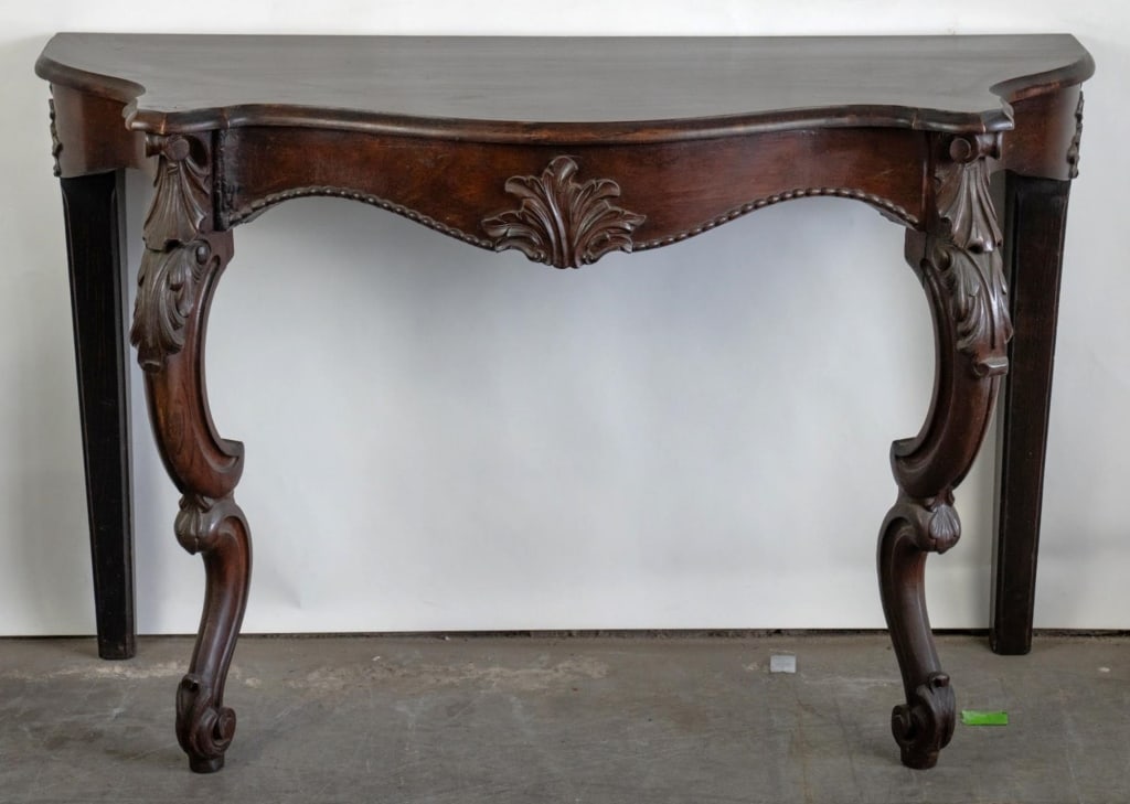 ITALIAN CARVED SERPENTINE DEMILUNE CONSOLE (1 of 5)