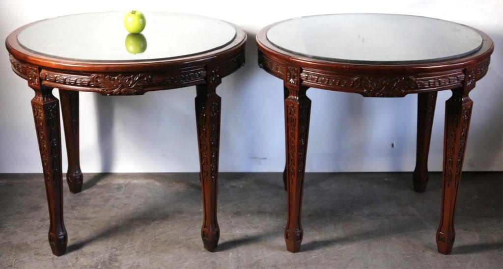 ITALIAN FINELY CARVED CANE AND GLASS TOP END TABLE (1 of 5)