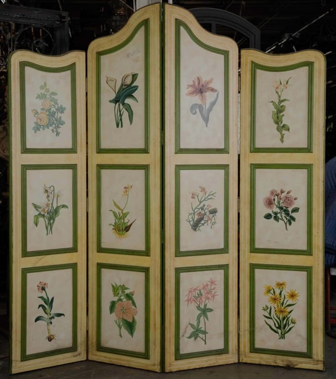 FRENCH FLORAL HAND-PAINTED FLOOR SCREEN (1 of 4)