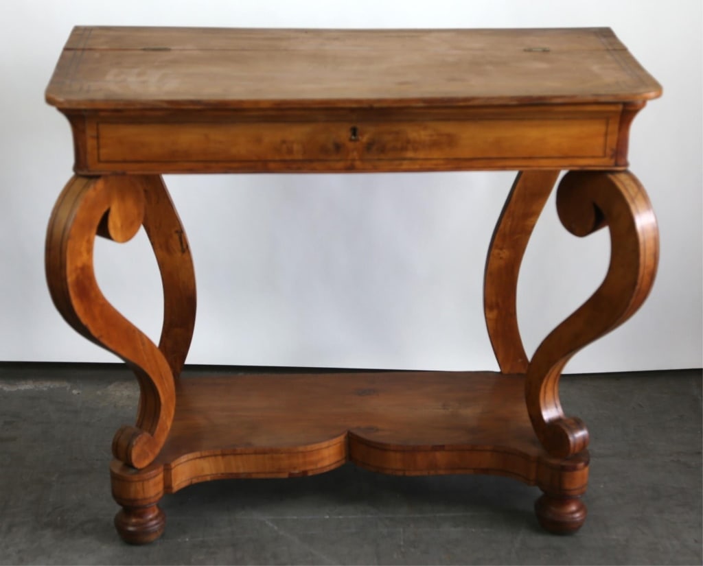 LOUIS PHILIPPE STYLE LIFT TOP CONSOLE TABLE (1 of 5)