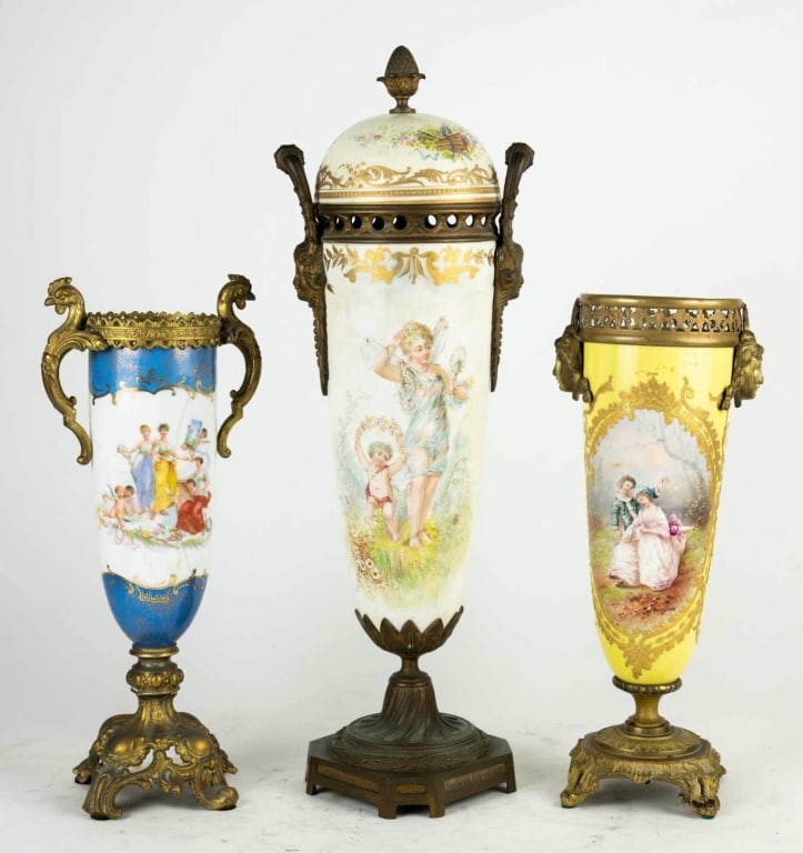 FRENCH SEVRES STYLE HAND PAINTED VASES (1 of 6)