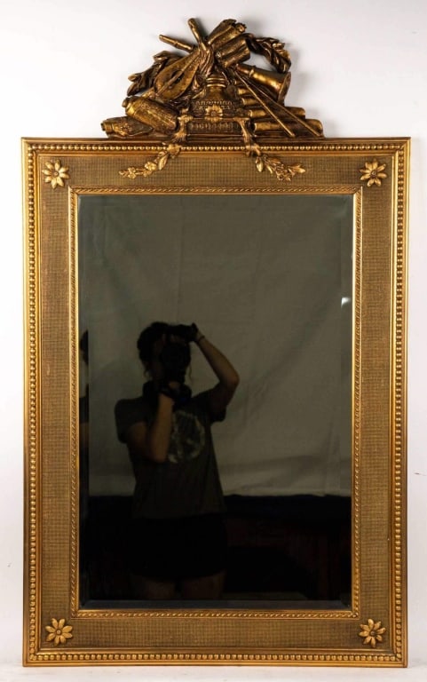 CONTINENTAL CARVED GILT WALL MIRROR: Continental carved Gilt wall mirror. Note: Each lot in this auction was stored in an active industrial warehouse. Accordingly, lots may exhibit dust and/or surface residue and may benefit from cleanin