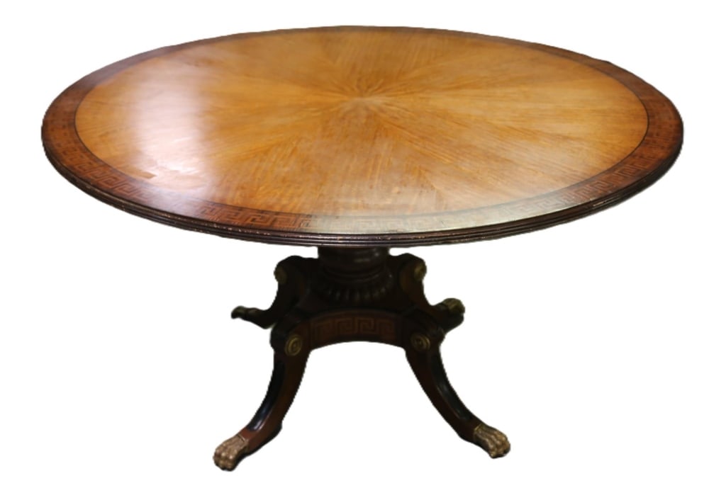 ENGLISH GREEK KEY BANDED SATINWOOD DINING TABLE (1 of 3)