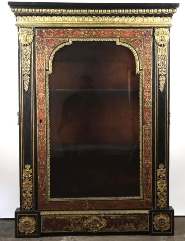 ANTIQUE FRENCH BOULLE VITRINE CABINET (1 of 10)