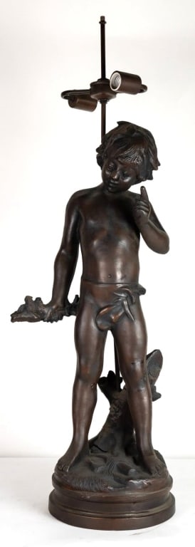 FRENCH FIGURAL BRONZE STYLE LAMP OF A BOY (1 of 8)