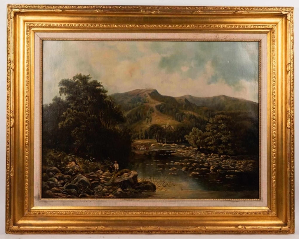 FISHING LANDSCAPE, OIL ON CANVAS, OTTO FISCHER (1 of 8)