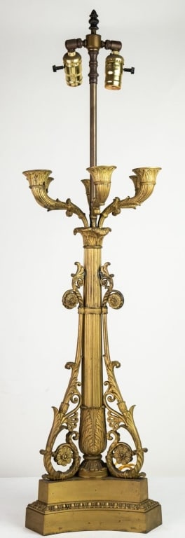 FRENCH NEOCLASSICAL STYLE 6 ARM BRONZE CANDELABRA LAMP (1 of 7)