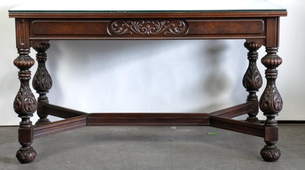 ITALIAN PIETRA DURA STYLE INLAID LIBRARY TABLE (1 of 11)