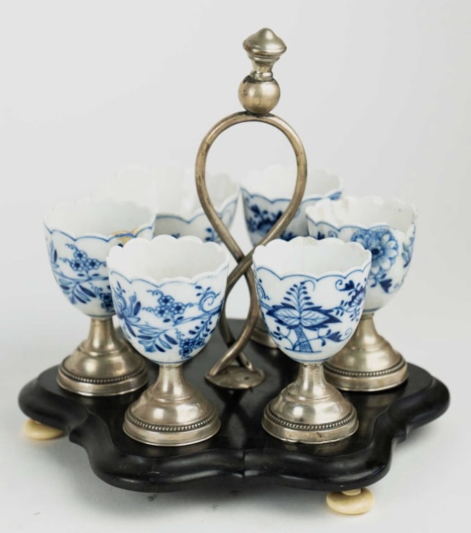 MEISSEN STERLING EGG CUP ANTIQUE SERVER CADDY (1 of 5)