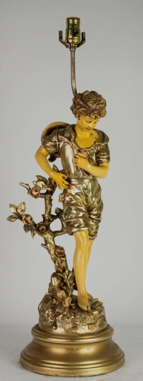 FRENCH METAL AND GILT FIGURAL LAMP AFTER MOREAU (1 of 6)