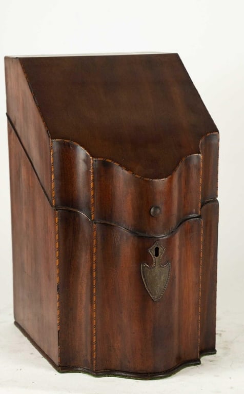 ENGLISH 19TH C. MAHOGANY SERPENTINE KNIFE BOX (1 of 6)