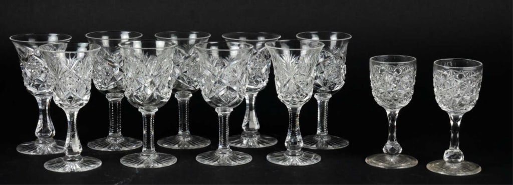 11 PC VINTAGE CUT CRYSTAL STEMWARE SET (1 of 3)