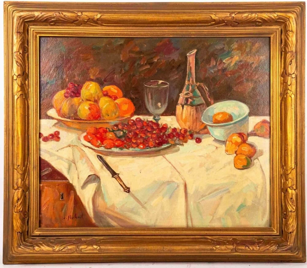 STILL LIFE, OIL ON CANVAS: Oil on canvas. Signed to ll. Framed. Note: Each lot in this auction was stored in an active industrial warehouse. Accordingly, lots may exhibit dust and/or surface residue and may benefit from cleanin
